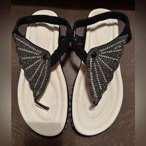 NWOT Rhinestone Sandals in Black Size 10